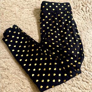 Torrid Valentine Black Gold Heart Full-Length Pocket Leggings - size 1